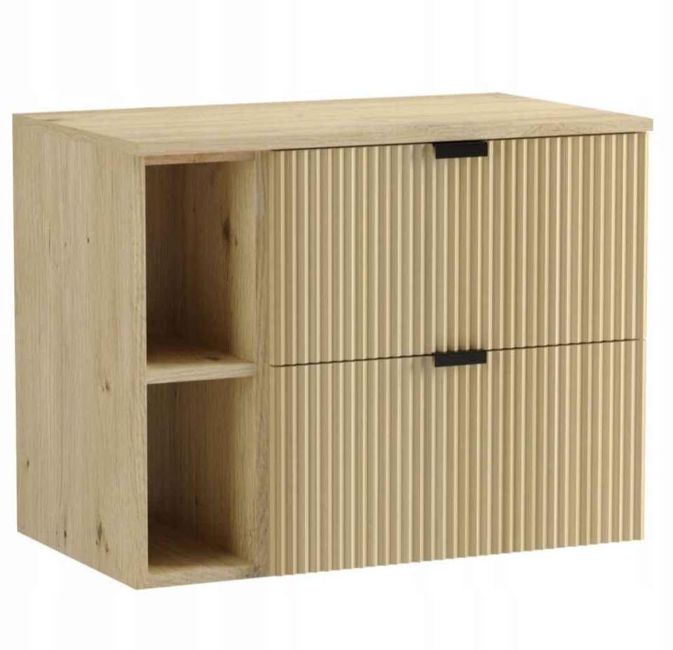 Bathroom vanity 80cm oak and black handles LEONARD