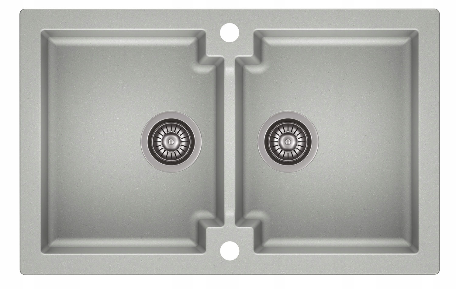 Double sink light grey 79cm+ siphon + drain