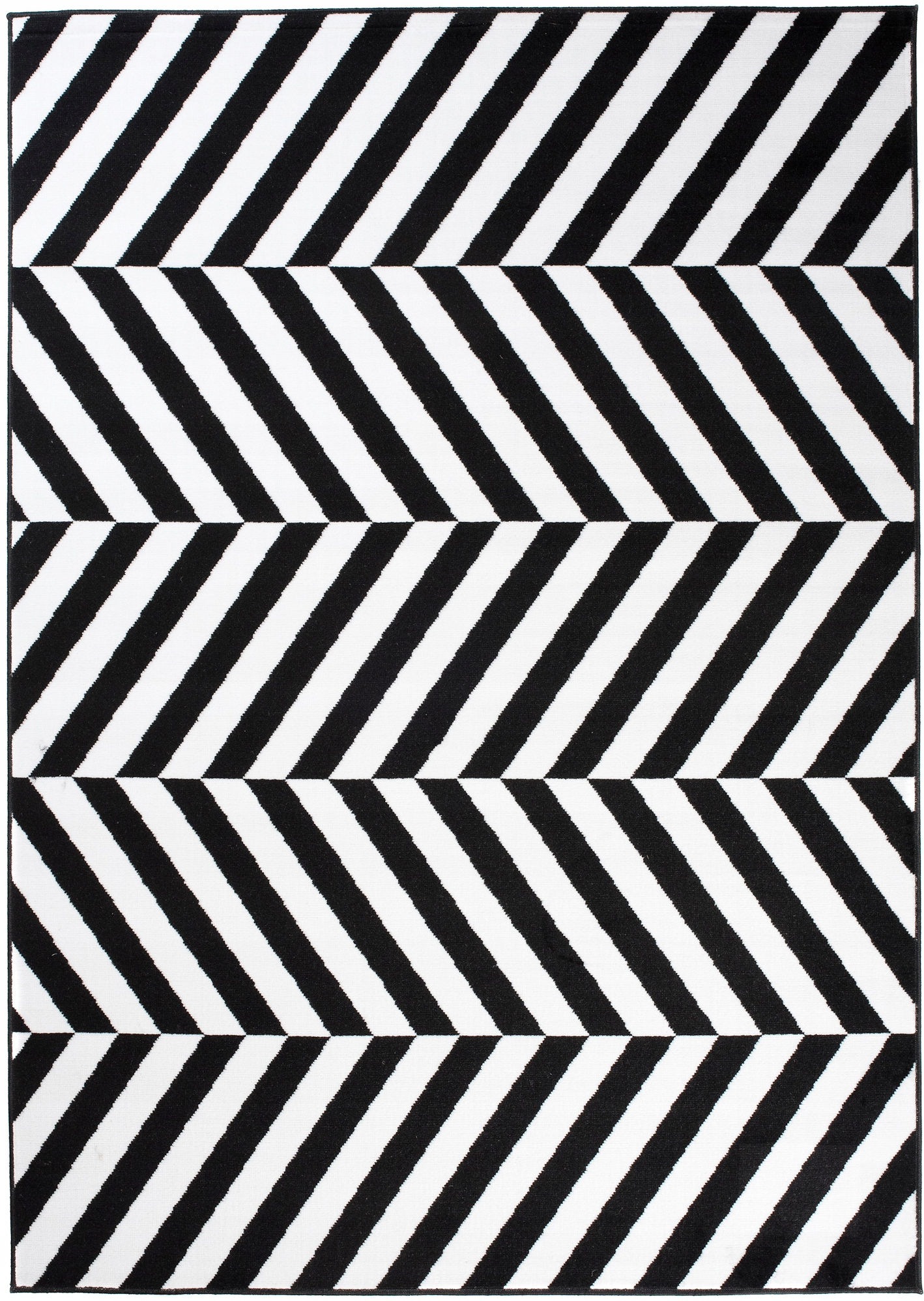 Large modern carpet 300x400cm zigzag black and white