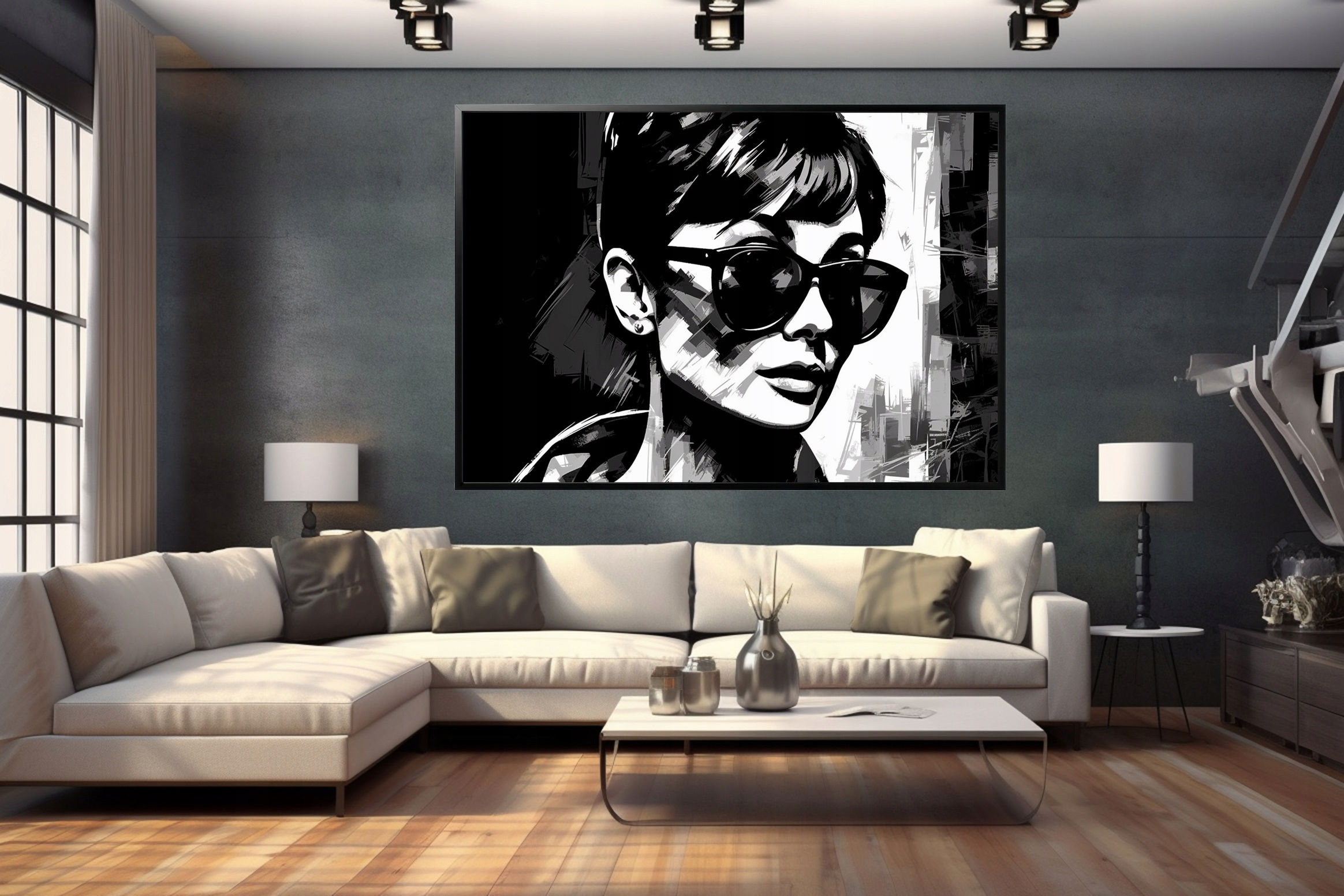 Large canvas print 100x140cm in black frame
