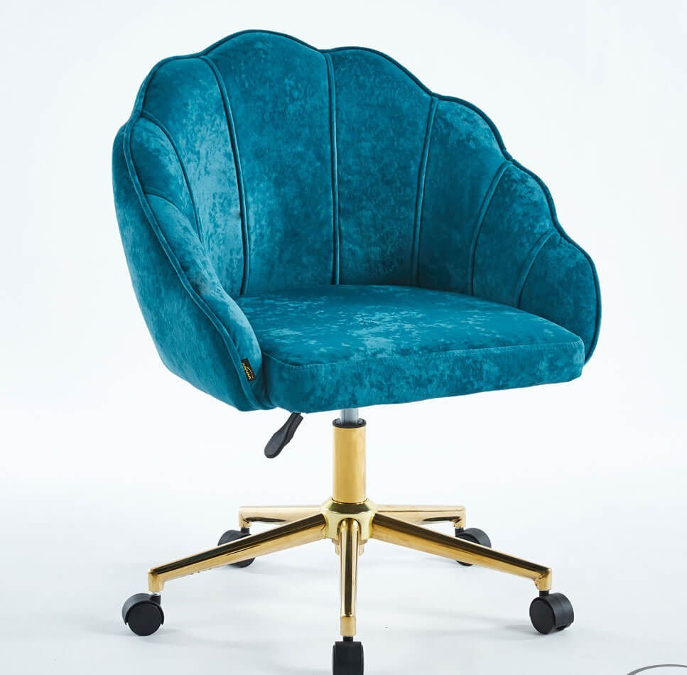 Glamour teal velvet chair with gold legs