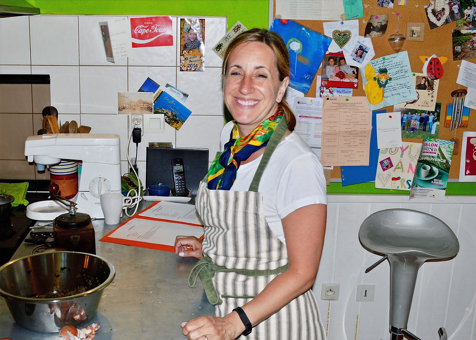 Enjoying a cooking class in Provence, France, on another culinary adventure.