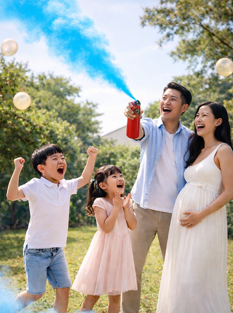 Outdoor gender reveal celebration by Rayan Testing Services
