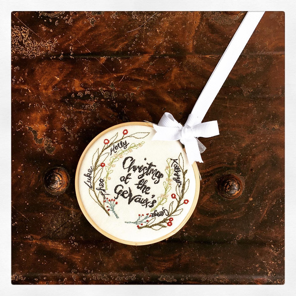 Thumbnail: Personalised Christmas Wreath Decorative Freehand Embroidery Hoop