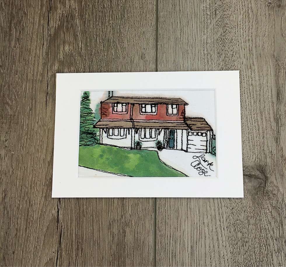 Thumbnail: Personalised New Old Home Embroidery Stitched Picture Mounted