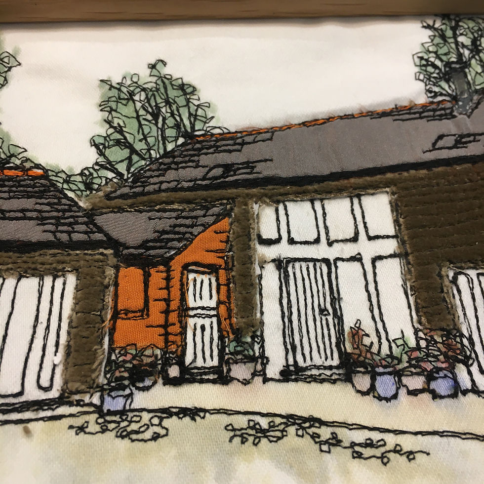 Thumbnail: Personalised  Home Embroidery Stitched Picture Natural Oak Hanger