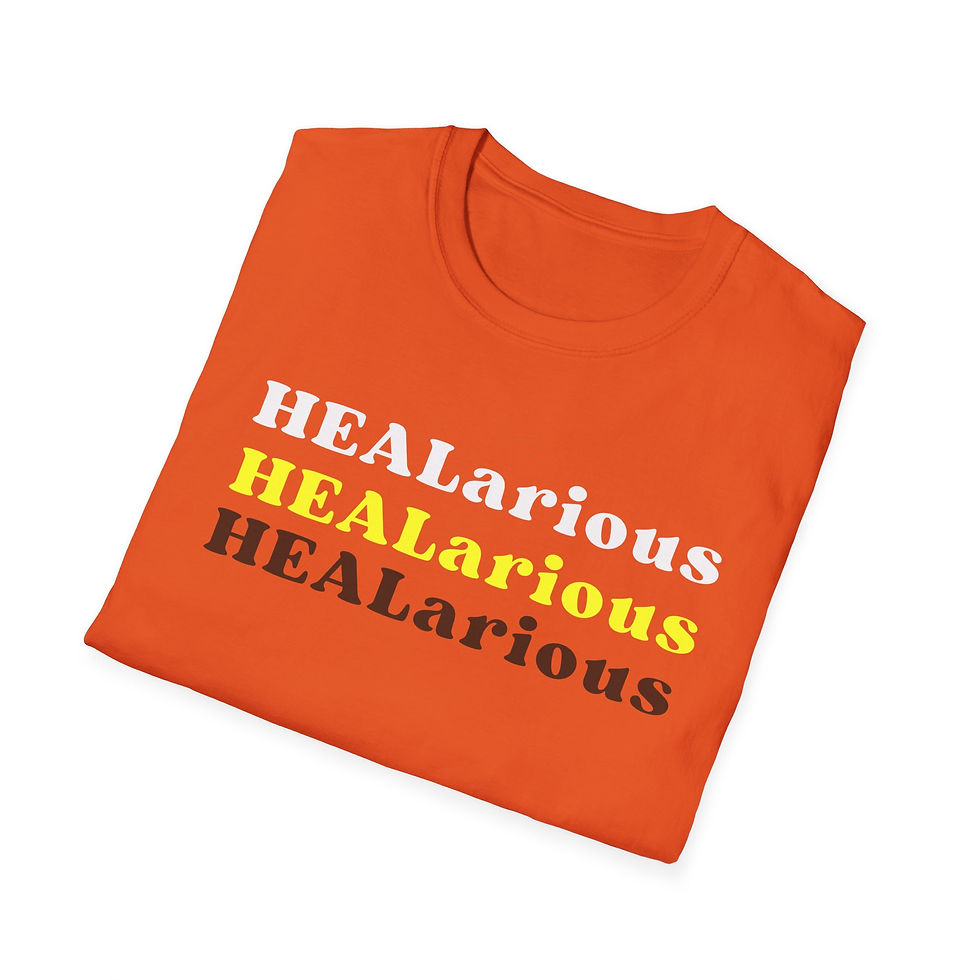Thumbnail: HEALarious Unisex Softstyle T-Shirt - Uplifting Humor & Positive Mantras