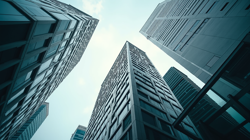 Eye-level view of modern office building in Puchong Jaya