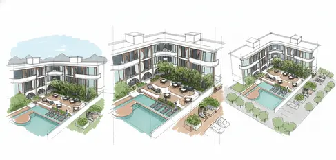 Concept Design Sketch Courtyard Pool Design