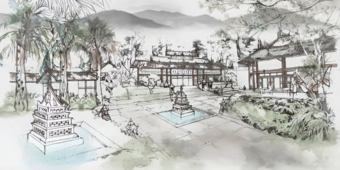 Concept Design Sketch Courtyard Study