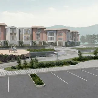 Lanna International School Phase 2 campus plan showing arrival routes, parking areas, shared facilities, and academic buildings in Chiang Mai.