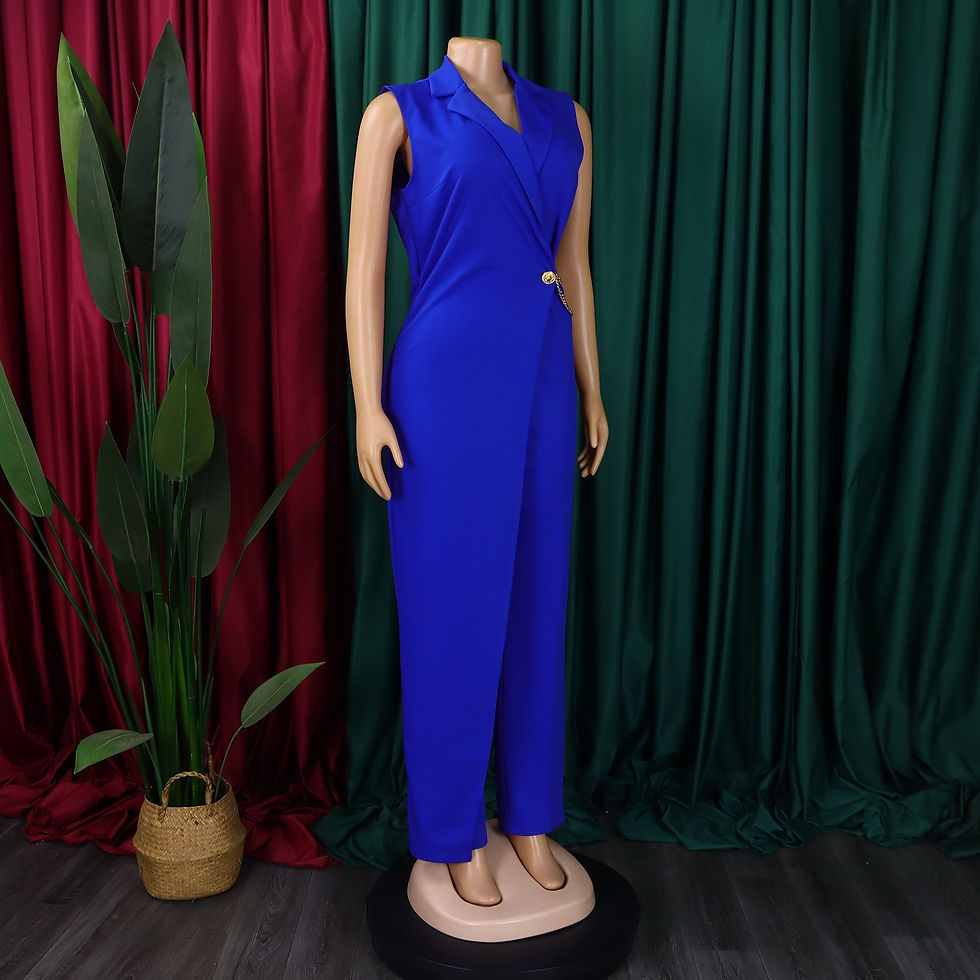 الصورة المصغرة: Elegant Jumpsuits & Rompers  Turn Down Collar Sleeveless High Waisted V Neck