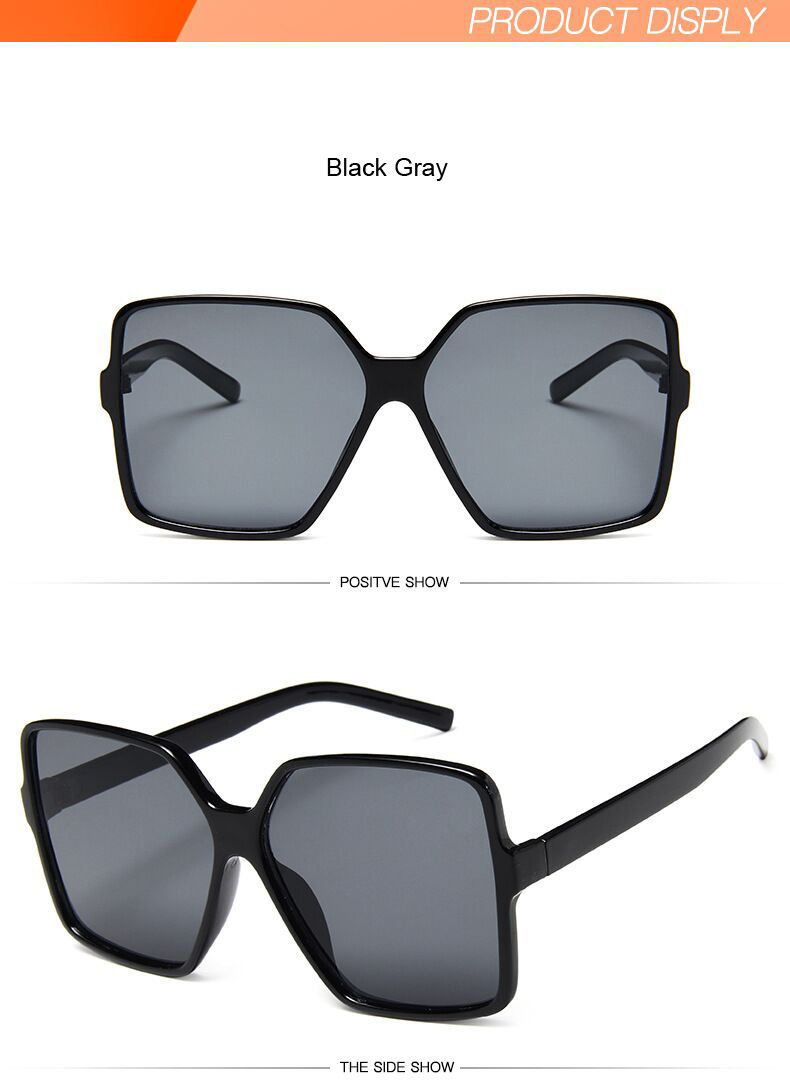 Miniature : Black Square Oversized Sunglasses Woman Big Frame Colorful Sun Glasses Female Mi