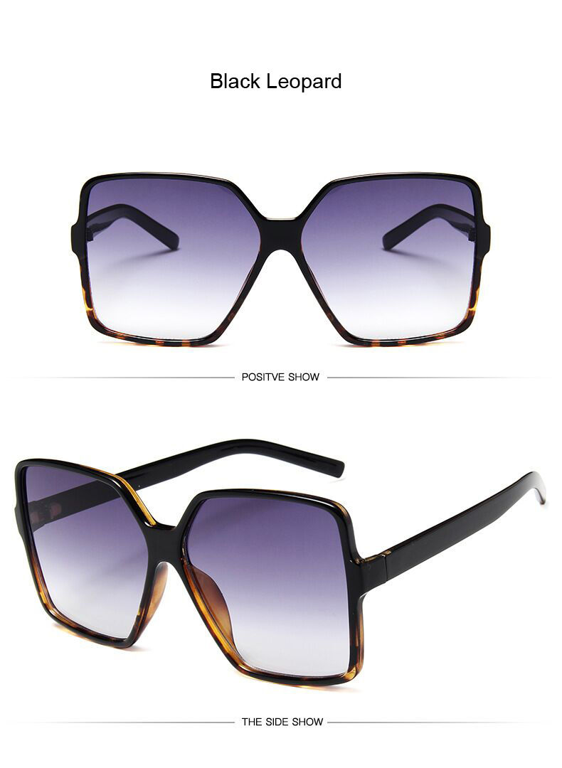 Miniature : Black Square Oversized Sunglasses Woman Big Frame Colorful Sun Glasses Female Mi
