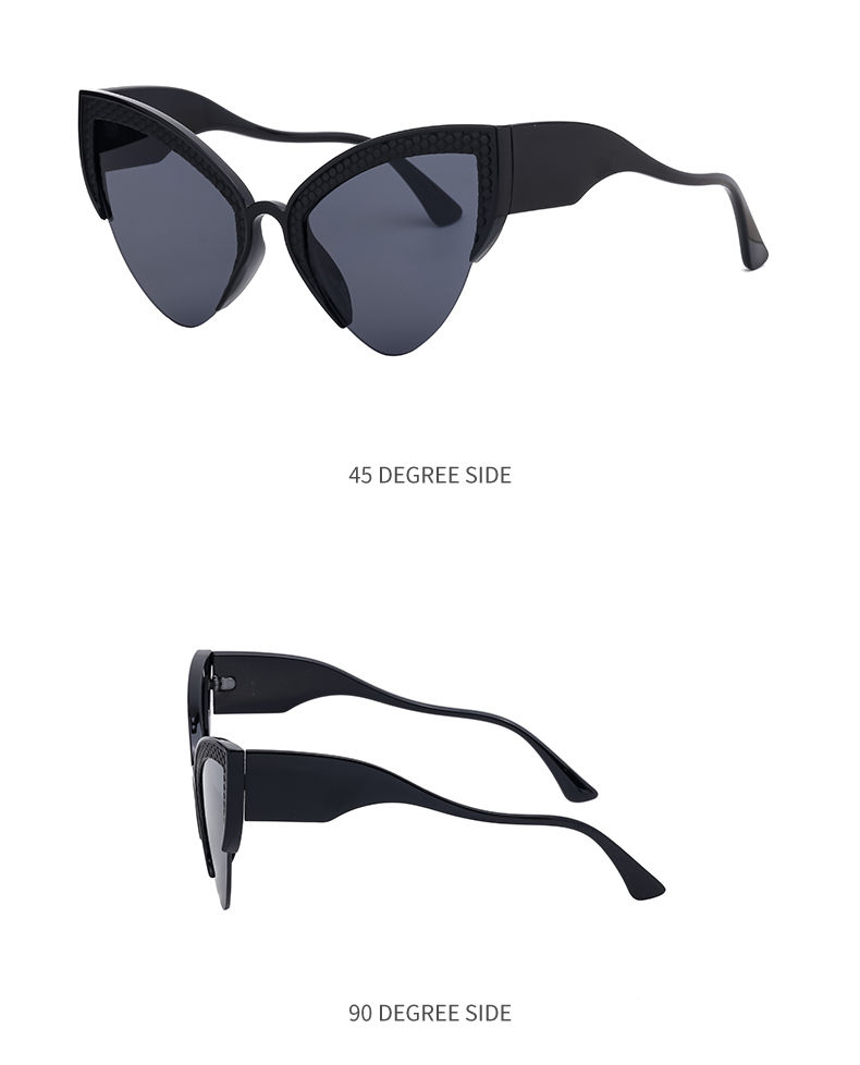 Miniaturbild: Oversized Y2K Punk Cat Eye Sunglasses Women 2025 Luxury Brand Semi-Rimless UV400