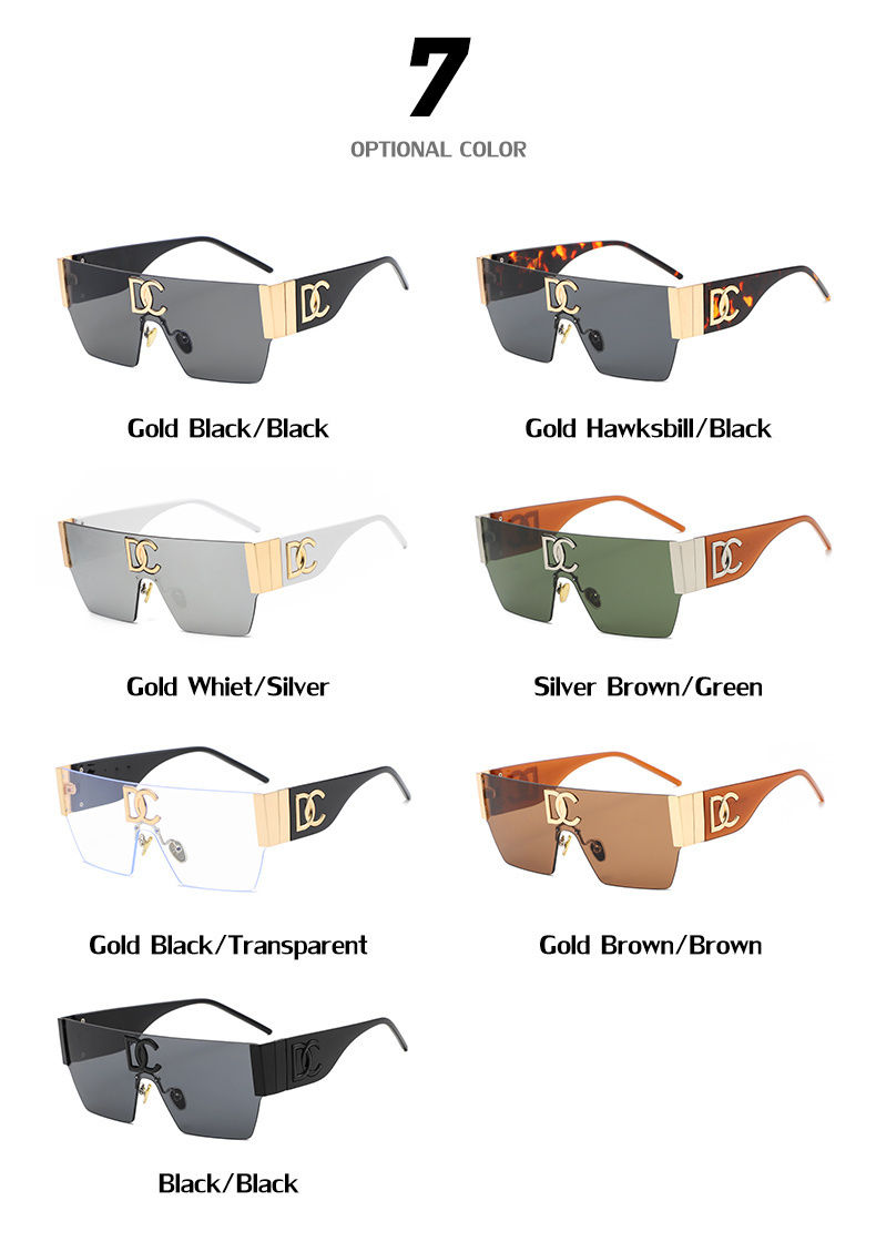 الصورة المصغرة: Rimless Luxury Fashion Square Sunglasses Women Ladies One-Piece Sun Glasses Men 