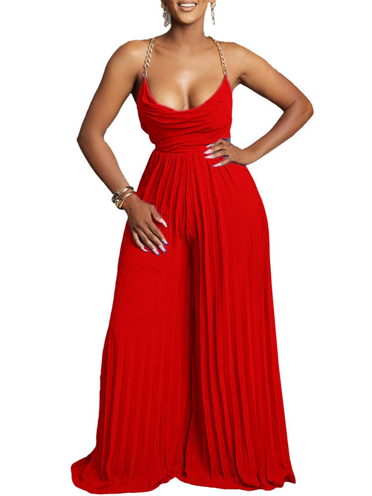 Miniaturbild: Party High Waist Backless Wide Leg Pleated 