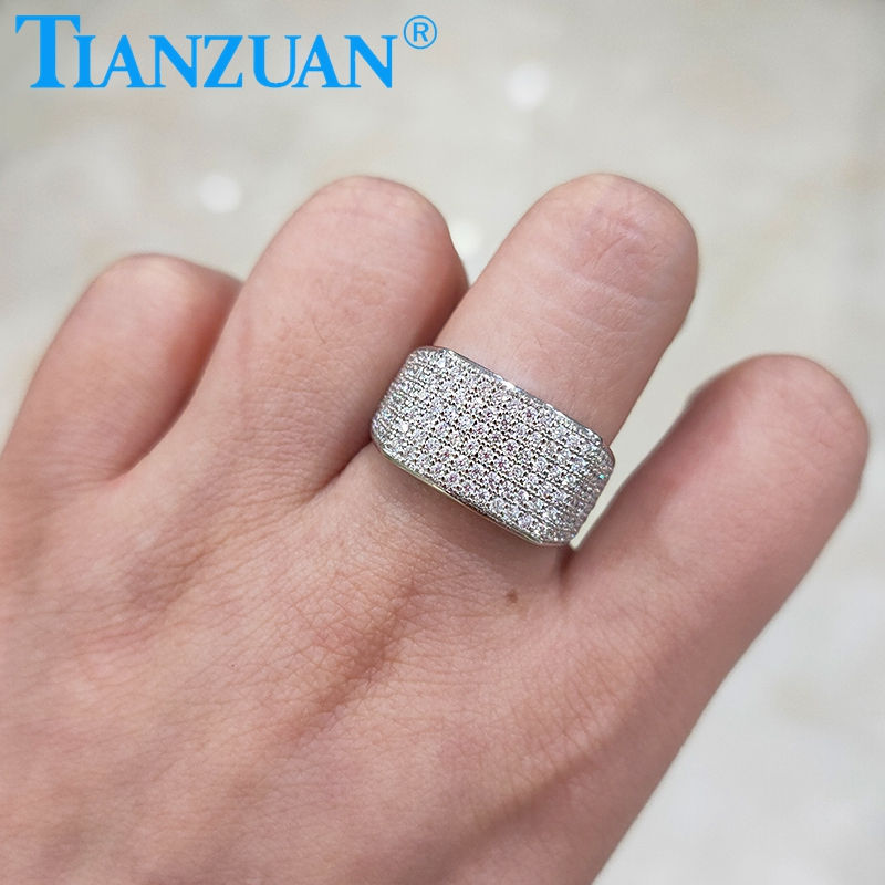 Miniature : Gypsophila Real Moissanite Ring for Men and Women Sterling 925 Silver Round Bril