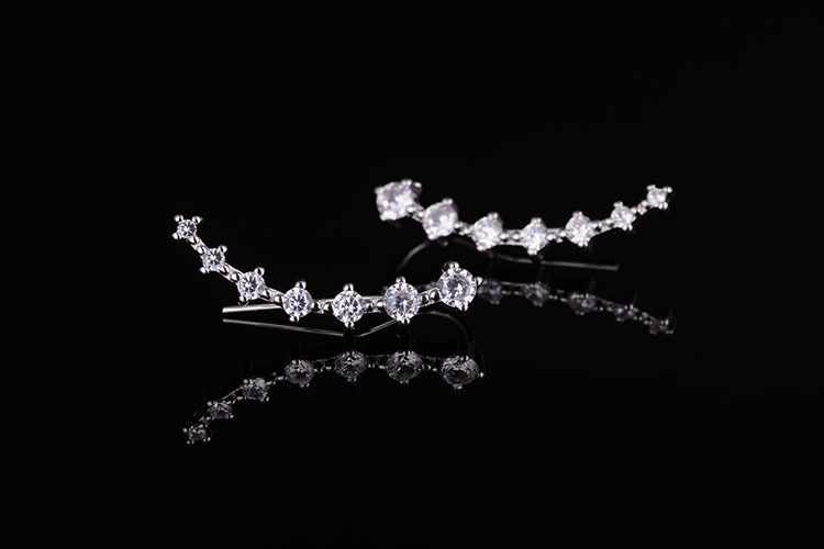 Miniature : New Arrival Hot Sell Fashion Shiny Crystal 925 Silver Needle Ladies Stud Earring