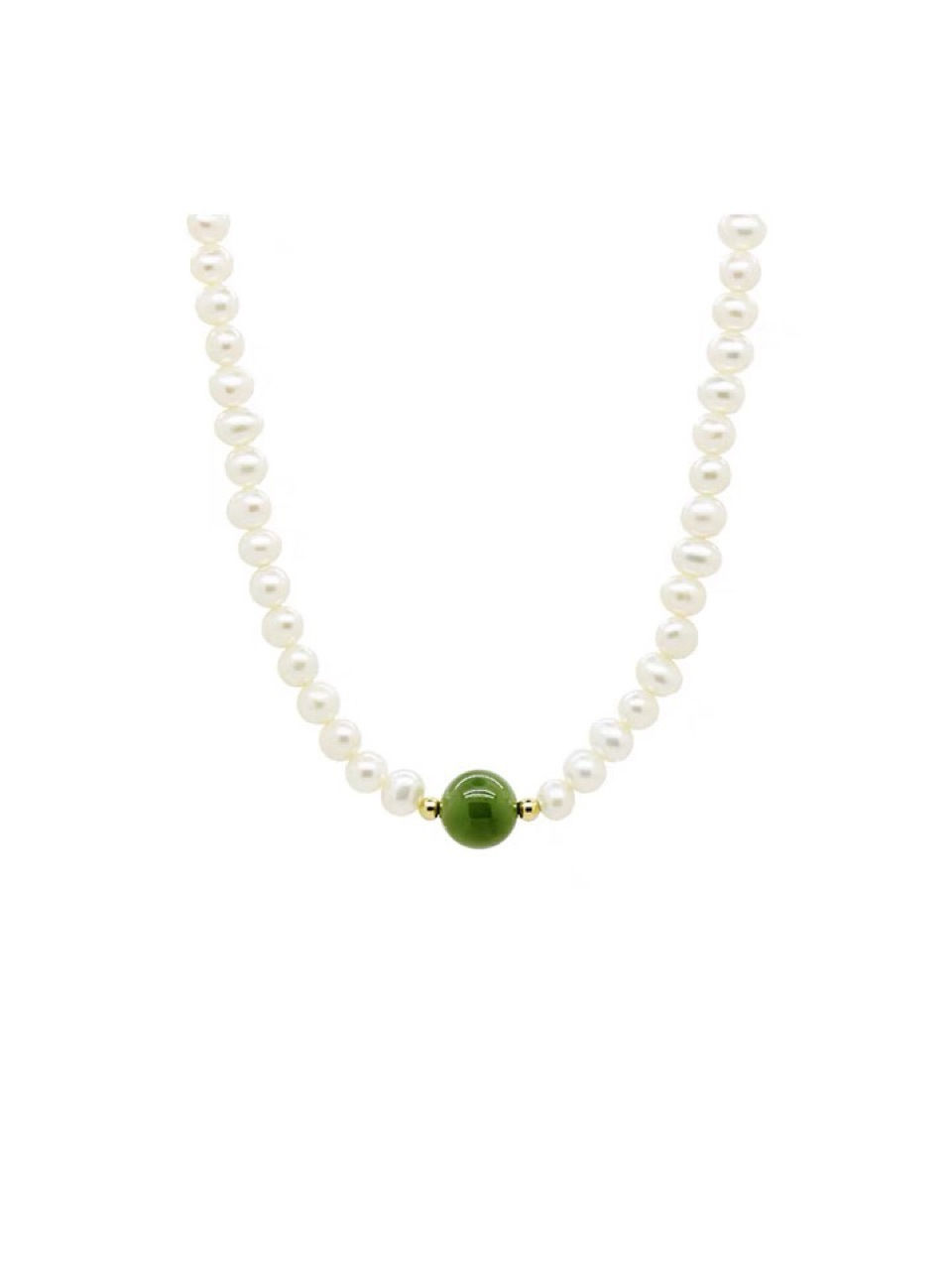 Miniatura: 100% Natural Jade Stone & Freshwater Pearl 14K Gold Filled Female Necklace Jewel