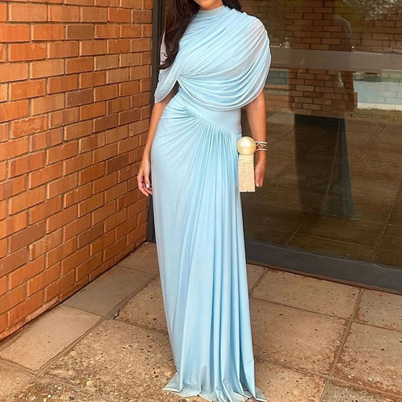 Thumbnail: Dress for Women Chic Casual Pleated Long Dresses  Comfortable Female Fashion Hig