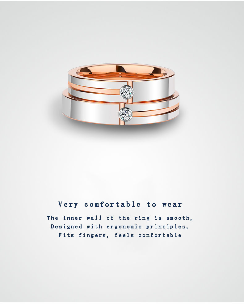 Miniature : Wedding Rings for Men Women Rose Gold Plating Tungsten Synthetic Moissanite Inla