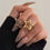 Thumbnail: Vintage Punk Irregular Hollow Star Metal Open Rings for Women Fashion Statement 