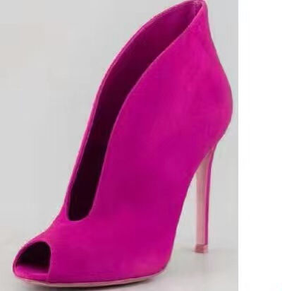 Miniaturbild: Chic Women High Heels Suede Front V-Cut Peep Toe Ankle Boots Gladiator Low cut S