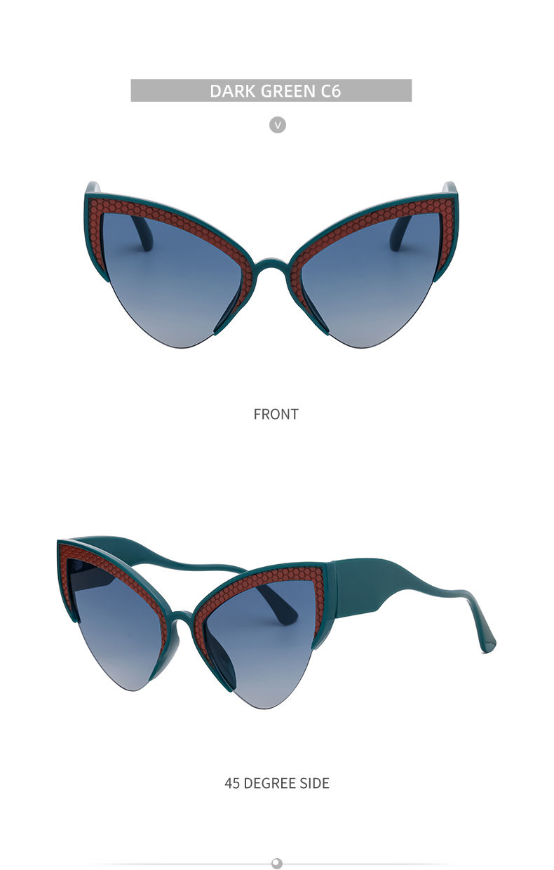 Miniature : Oversized Y2K Punk Cat Eye Sunglasses Women 2025 Luxury Brand Semi-Rimless UV400