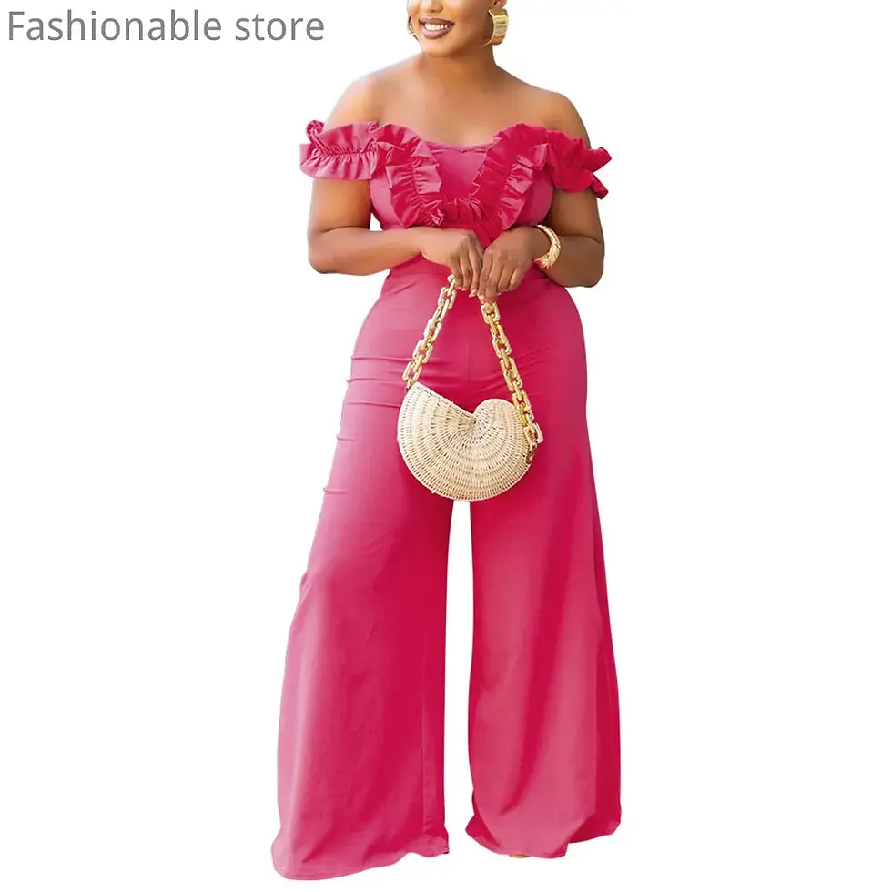 Miniature : Women's Sexy Solid Color Off Shoulder Ruffles Trim Decor Backless High Waist Wid