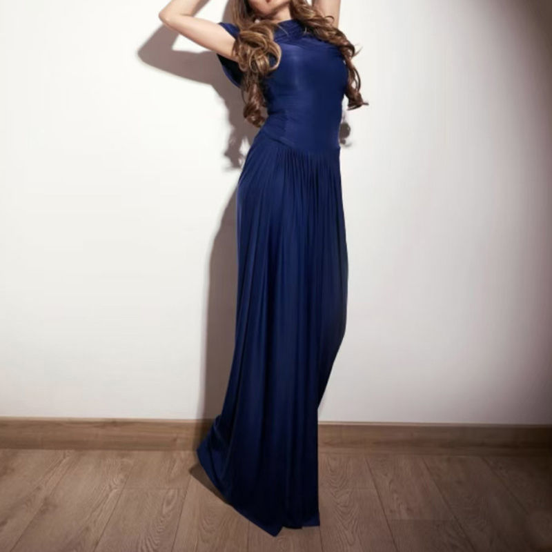 الصورة المصغرة: Dress for Women Chic Casual Pleated Long Dresses  Comfortable Female Fashion Hig