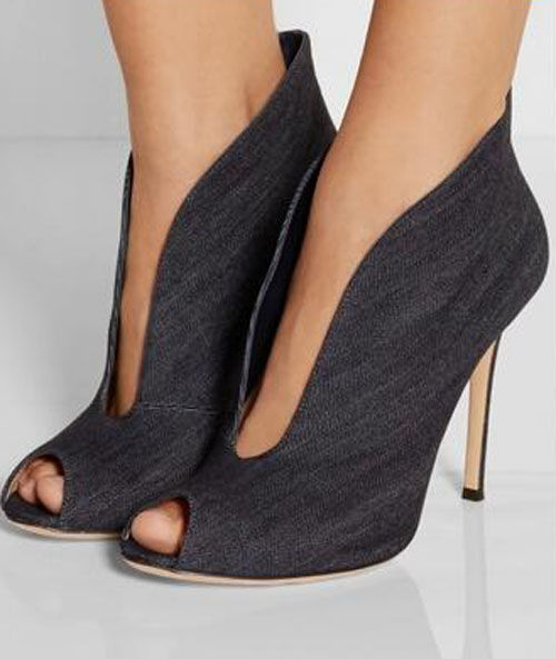 Miniature : Chic Women High Heels Suede Front V-Cut Peep Toe Ankle Boots Gladiator Low cut S