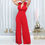 Thumbnail: Jumpsuits & Rompers for Women 2024 New V Neck Sleeveless Belt Wasited Floor Leng