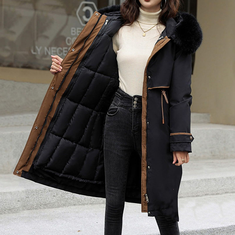 Miniaturbild: Mid Length Cotton Jacket Hoodie Fit Women Jackets Winter Mid-Length Office Cotto