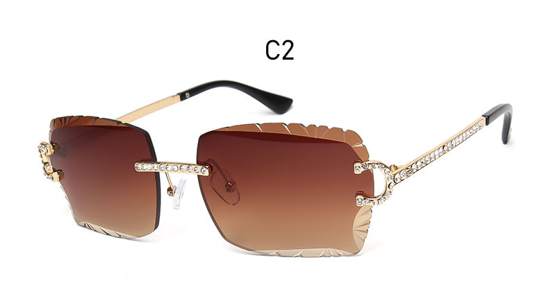 Thumbnail: Fashion Rimless Diamond Sunglasses Brand Design Women Small Square Metal Sun gla