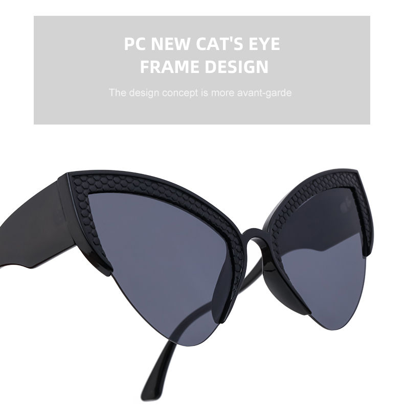 Miniatura: Oversized Y2K Punk Cat Eye Sunglasses Women 2025 Luxury Brand Semi-Rimless UV400