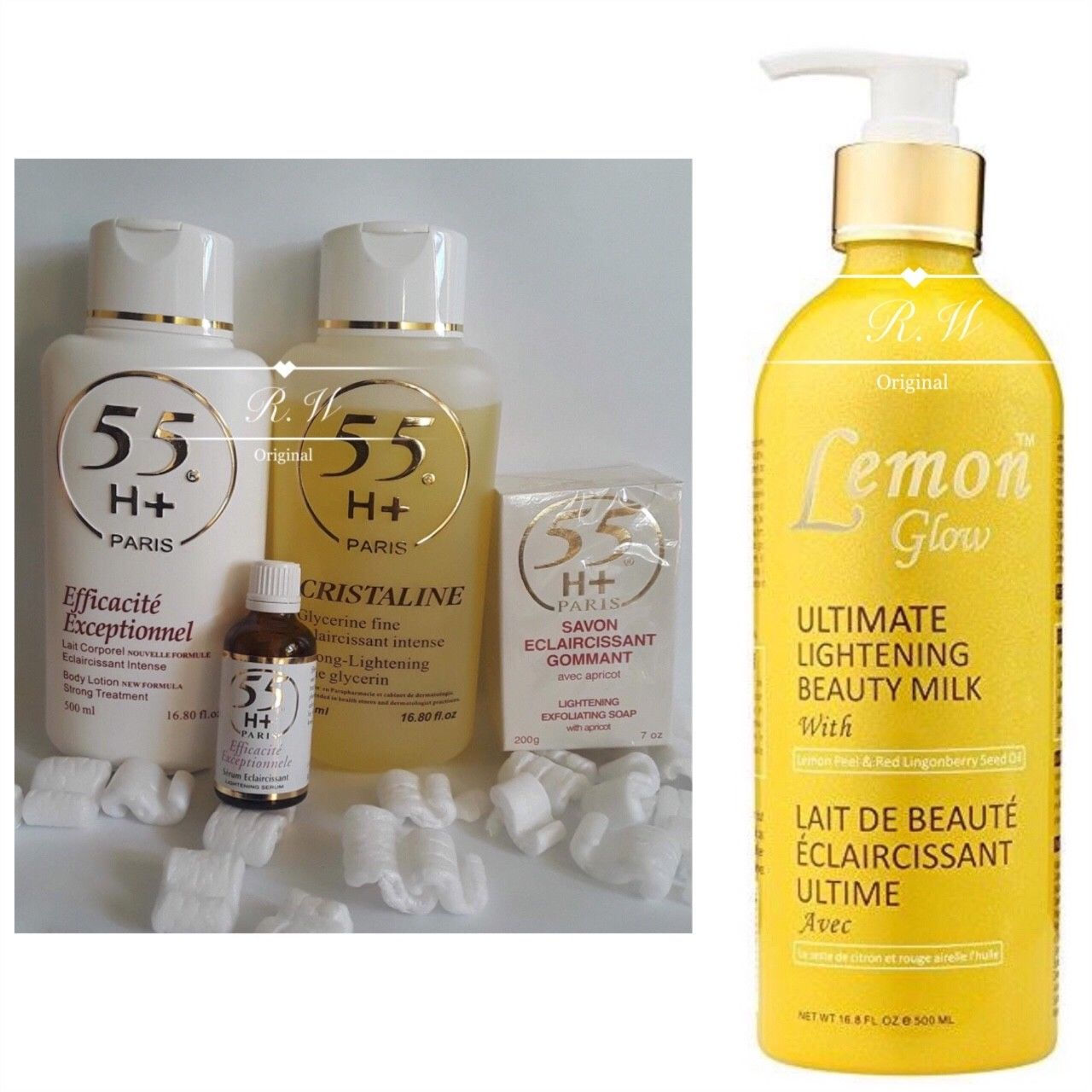 WHITENING SET 55H+ Exceptionel(lotion,serums,glycerin,soap)+lemon glow lotion