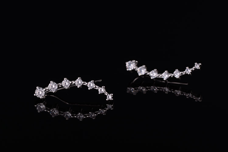 Miniature : New Arrival Hot Sell Fashion Shiny Crystal 925 Silver Needle Ladies Stud Earring
