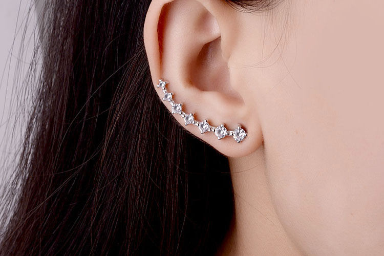 Thumbnail: New Arrival Hot Sell Fashion Shiny Crystal 925 Silver Needle Ladies Stud Earring