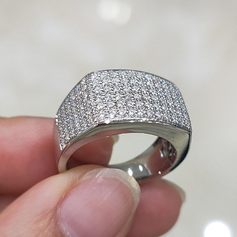 Gypsophila Real Moissanite Ring for Men and Women Sterling 925 Silver Round Bril