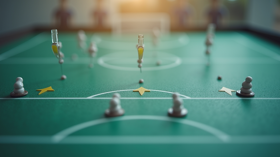 Close-up view of a football tactics board with player positions and arrows
