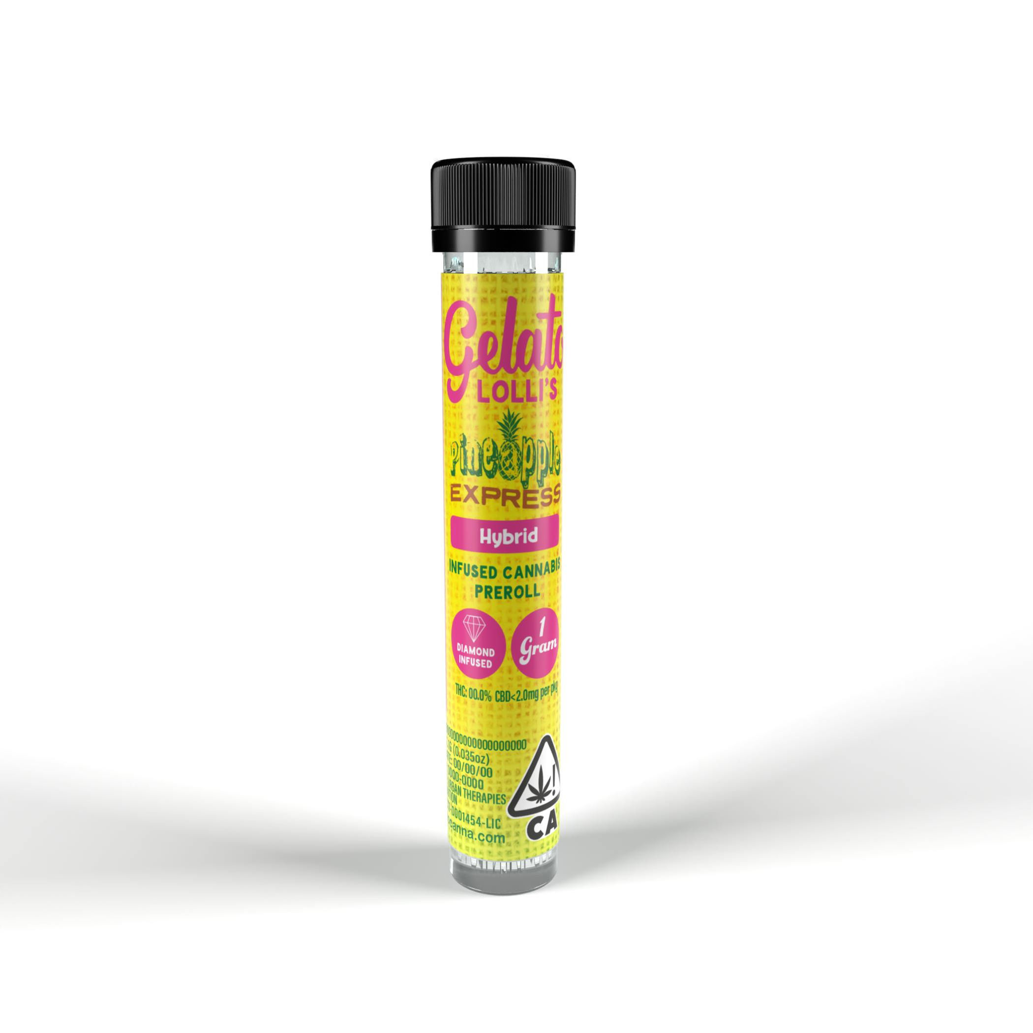 GELATO - 1.2G DIAMOND INFUSED PREROLL - PINEAPPLE EXPRESS (H)