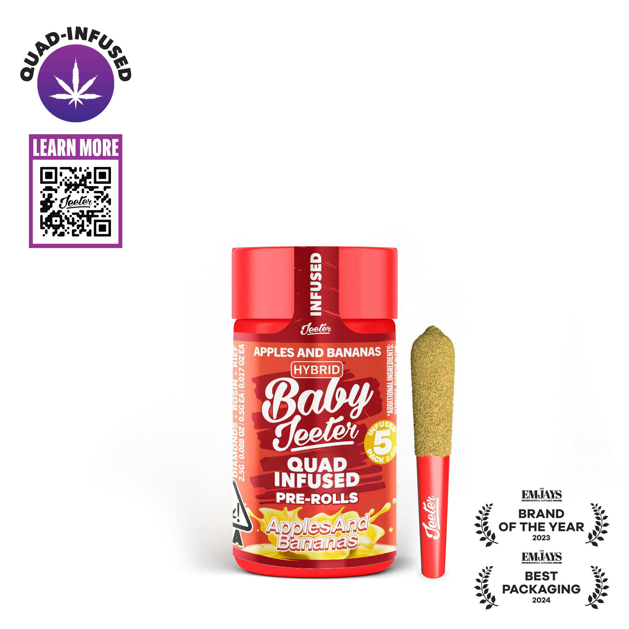 BABY JEETER - QUAD INFUSED PREROLL 5PK - APPLES AND BANANAS (H)