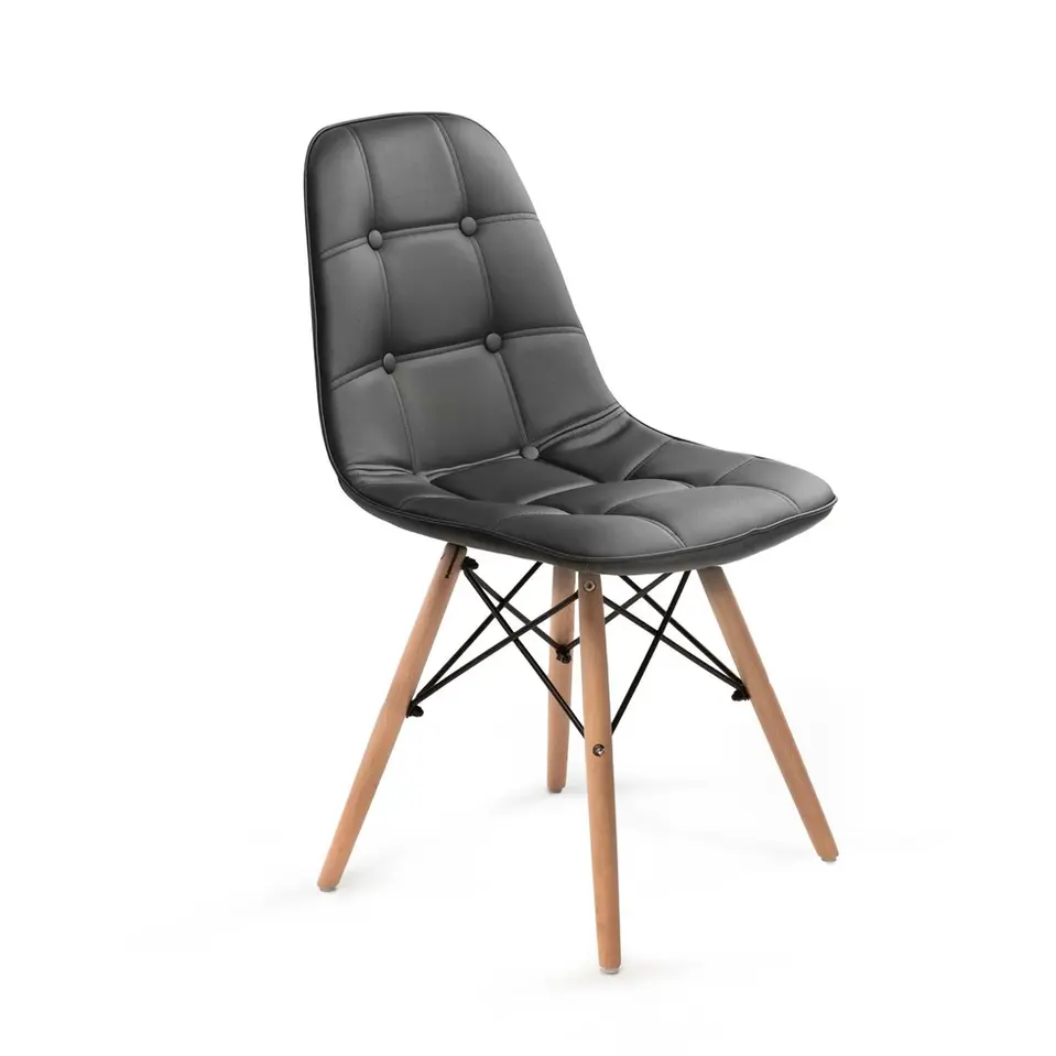 Silla Malaga Eames Cuerina Capittone Negro NVK-444