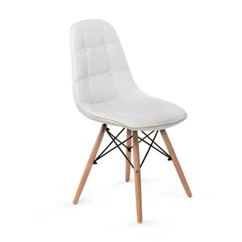 Silla Malaga Eames Cuerina Capittone Blanco NVK-444