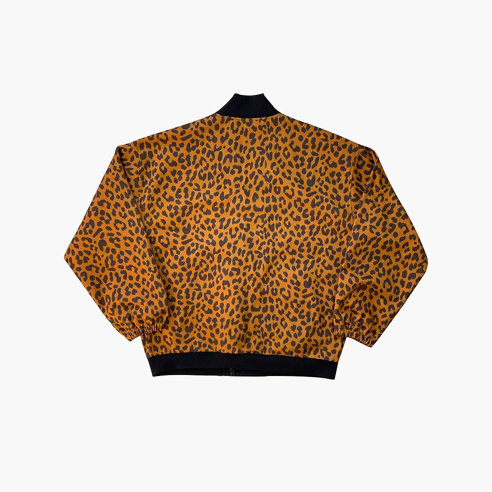 Küçük resim: Oversize Denim Leopard Bomber Jacket