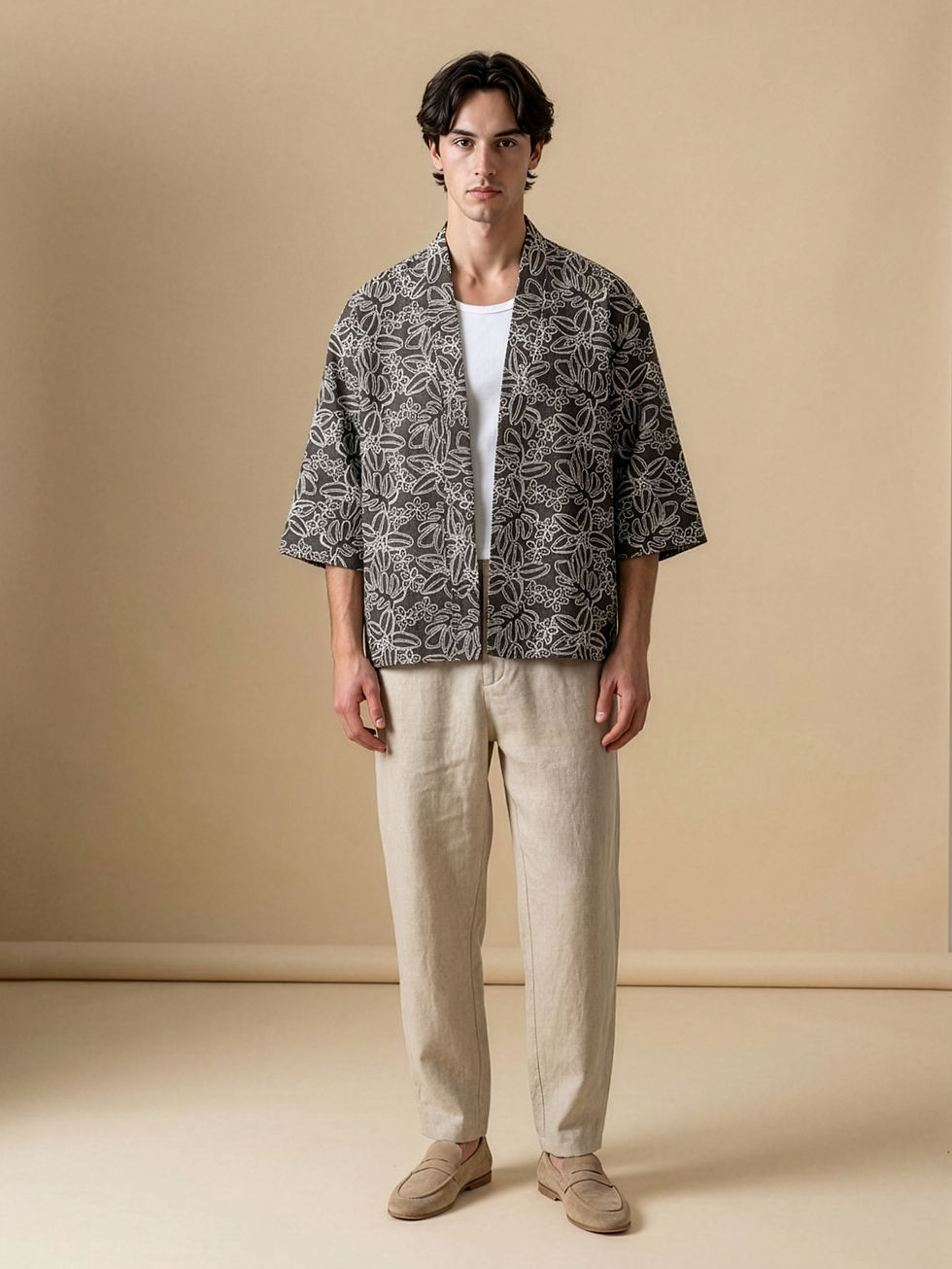 Küçük resim: Embroidered Komon Kimono