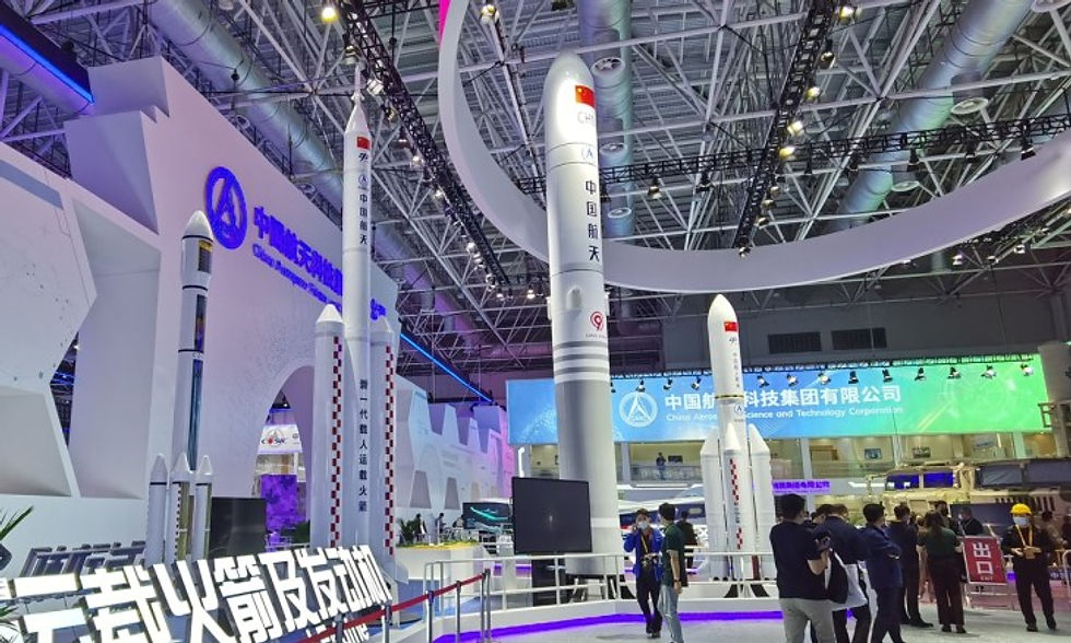 Área de exhibición de CASC en la 14.a Exposición Internacional Aeroespacial y de Aviación de China en Zhuhai, provincia de Guangdong, sur de China Foto: Cortesía de CASC