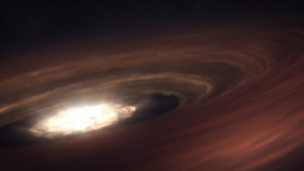 En el concepto de este artista, la joven estrella SZ Chamaeleontis (SZ Cha) está rodeada por un disco de polvo y gas con potencial para formar un sistema planetario. Pero la estrella emite radiación que está evaporando el disco, dejando a los planetas potenciales en una carrera contra el tiempo para formarse antes de que el disco se evapore por completo. Crédito: NASA, ESA, CSA, Ralf Crawford (STScI)