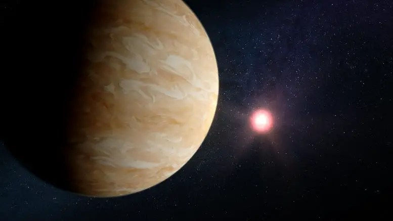 El telescopio espacial James Webb de la NASA ha observado un mini exoplaneta de Neptuno humeante y altamente reflectante , GJ 1214 b, utilizando su instrumento de infrarrojo medio (MIRI) para revelar detalles sobre su atmósfera. La atmósfera acuosa sugiere que el planeta se formó más lejos de su estrella antes de girar hacia adentro, pero se necesitan más observaciones para comprender la formación de mini-Neptuno.